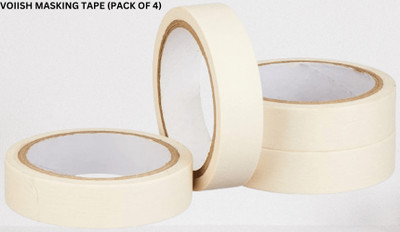 VOIISH Single sided Multi-Use for Carpenter Labeling, Painting, Packing Adhesive Leaves No Residue Masking Tape 1 Inch 24 mm x 25 Meters (Pack of 4) of Multi-Use, Easy Tear Tape (Manual)(Set of 4, Off White)