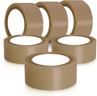 VenturoPack Premium Brown Self-adhesive Bopp Tape | For Packing & Sealing of Boxes, DIY things. Cello Tapes (Manual)(Set of 6, Brown)