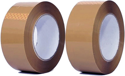 Woocanics Single Side Adhesive Tape 200 meter Packaging Tape (Manual)(Set of 2, Brown)
