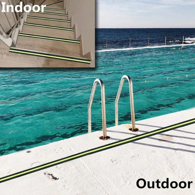 MAITRI ENTERPRISE Anti-Slip Grip Tape Non-Slip Traction Tapes with Glow in the Dark Dark Strip In Middle Dispenser Dispenser anti slip glow tap Reduce the Risk of Slipping Indoor/Outdoor Stair Tread Step (Manual)(Set of 1, Black with Green Glow)