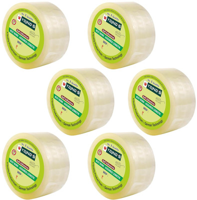 YAJNAS 3 Inch x 35 Meters, Pack Of 6, BOPP Transparent E-commerce Packaging Cello Tape Manual Dispenser BOPP Packaging Clear Tape (Transparent) (Manual)(Set of 6, Transparent)
