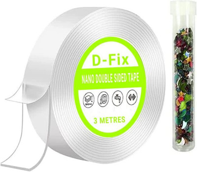 Dfix Transparent Silicon tape No Trace tape Nano Grip Gel tape Handheld Nano tape | Gel tape | Waterproof tape | Double Sided tape (Manual)(Set of 1, Transparent)