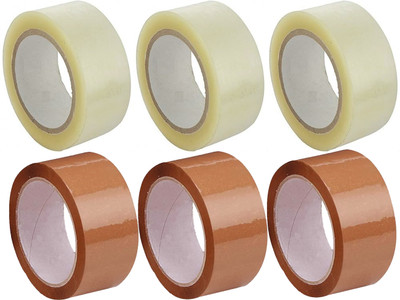 Dfix SINGLE SIDE handheld Dispenser Self Adhesive (Manual)(Set of 6, Brown, Transparent)