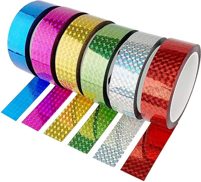 ESCAPER Glitter Tapes for Art and Craft Manual Self Adhesive Glitter Tape (Mix-Color, 12 Pcs) (Manual)(Set of 1, Multicolor)