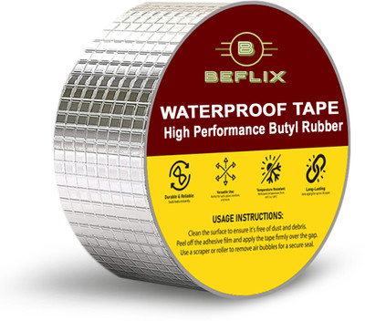 BEFLIX Leakage Repair Waterproof Aluminium Rubber Tape for Leakage Repair Dispenser Water Tape Leakage Solution (Manual)(Set of 1, Silver)