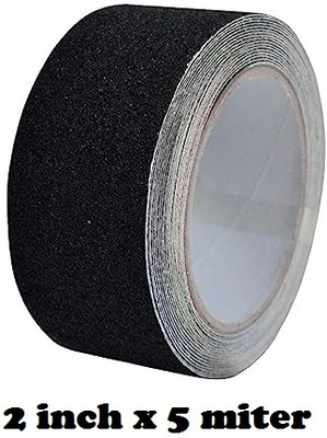 Bellveen Anti Slip Skid Tape,black, for indore outdore with waterproof 2 inch X 5m, Black Handheld roll (Manual)(Set of 1, Black)