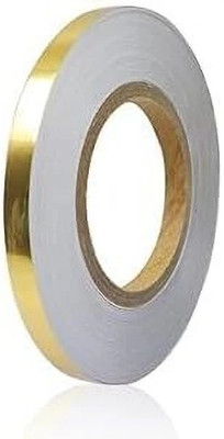 Ashlok Floor Tiles Gold Foil Lines Metalized Mirror Tape Self-Adhesive Tile Seam Sticker Waterproof Gap Sealing Foil Decor Tape for Wall Dispenser (Manual)(Set of 1, Gold)
