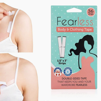 crockdile Fearless Double Sided Tape for Fashion, Clothing and Body - 36 Strips Pack | All Day Strength Invisible Dress Tape for women | Gentle to stick | Fashion tape (Manual)(Set of 36, Transparent)