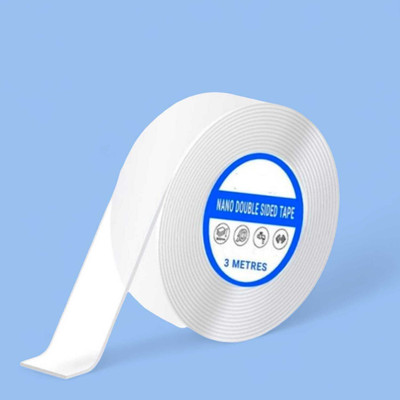 AirSoft Traceless Hook Tape Diy Transparent Waterproof Acrylic Bathroom Double Sided Strong Adhesive Tape, Reusable & Washable, Multifunctional Can Hold Items Up To 1 Kg On Smooth Surfaces (Manual)(Set of 1, Transparent Double Sided Wrinkle-Free)