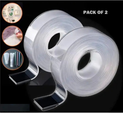 ghorela Silicon Tape Transparent Heavy Adhesive self Double Sided Adhesive pack of 02 mannual cello tapes (Manual)(Set of 1, Transparent)