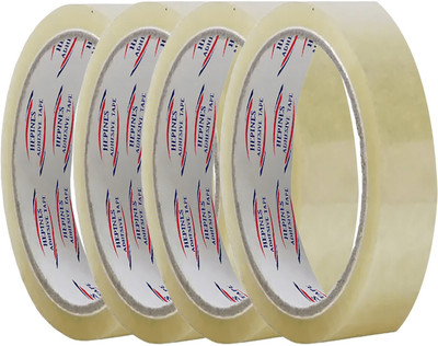 HEPINES HEPINES 1 Inch 65 Meter Pack of 4 Transparent Tape Self Adhesive Packing Tape Manual Dispenser Transparent BOOP Cello Tape Self Adhesive High-Strength Packing Tape (Manual)(Set of 4, Transparent)