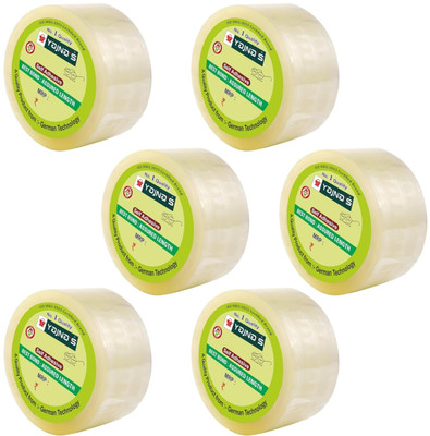 YAJNAS 2 Inchx65 Meters, Pack Of 6, BOPP Packaging Clear Transparent Tape For Home Use Manual Dispenser BOPP Packaging Clear Tape (Transparent) (Manual)(Set of 6, Transparent)