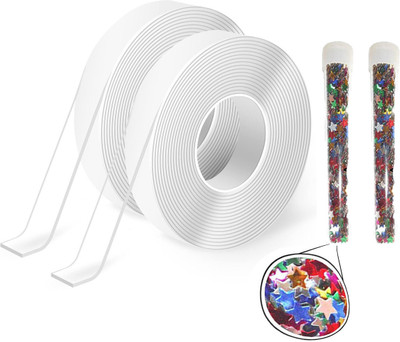 VOIISH Nano Tape Double Sided Tape Heavy Duty Washable Reusable (Pack of 2) (Manual)(Set of 2, White)