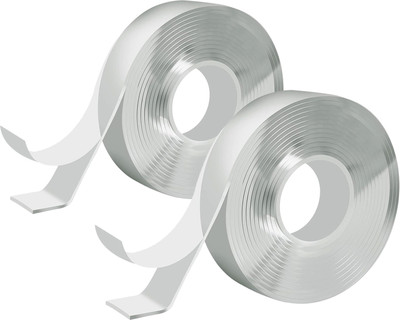 KUBER INDUSTRIES Double Side Handheld Cello Tape & Tape Dispenser (Manual)(Set of 2, Transparent)