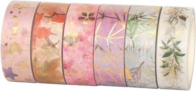 kridha washi Tape Manual washi tape 6 roll (Manual)(Set of 1, Multicolor)