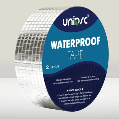 UNIDSC Waterproof Adhesive Aluminum Foil Tape Sealing Butyl Rubber Tape 5cm/2inch x 5m Super Strong Butyl Sealant Sticky Tape Dispenser Dispenser Waterproof Tape (Manual)(Set of 1, Silver)