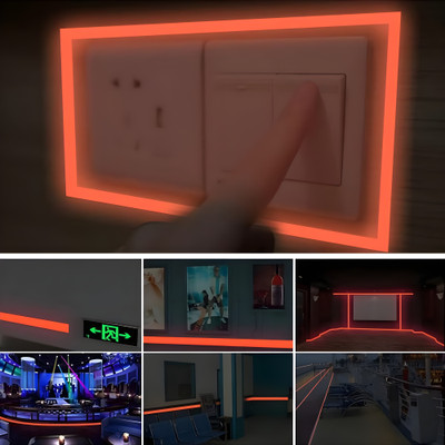 SUPERMALL New Luminious Adhesive Photoluminescent Glow in the Dark Tape 9M (Manual)(Set of 1, Orange)
