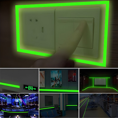 Bellveen Luminious Adhesive Tape Dispenser Glow in Dark Anti Slip Tape (Manual)(Green)
