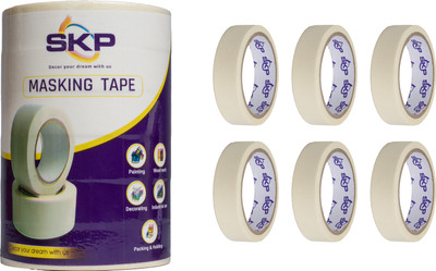 SKP Single sided Handheld (24mmx20m) Masking Tape (Manual)(Set of 6, Off white)