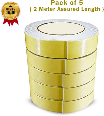 Boxer Foam Tape Dual Side Adhesive (Pack of 5) 2 Meter Guaranteed Length Foam Tape (Manual)(Set of 5, White)