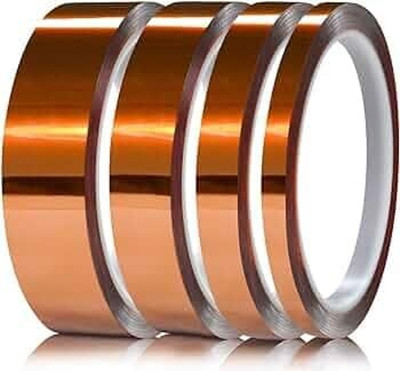 Truebond kapton Tape 48mm X 33 M Amber Color Chemical Resistance Suitable for Electronics Polyimide, 3D printers and High-Temperature Polymide Tape (Manual)(Set of 4, Amber)