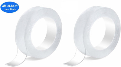 Shopidity Heavy Duty Waterproof Reusable Double Sided Tape TAPE (Manual)(Set of 2, White)