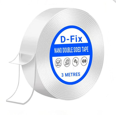 Dfix Heavy Duty Transparent Removable Mounting Double Tape Washable Reusable Handheld Double Sided Tape, 3M Nano Magic Tape, Multipurpose Double Sided Tape (Manual)(Set of 1, Transparent)