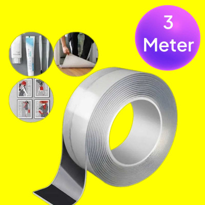 AirSoft Heavy Duty Waterproof Reusable Pressure Sensitive, Water Activated, Hot Melt Double Sided Double Sided Tape (Manual)(Set of 1, Transparent)