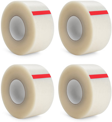 SHAURYABND Single Sided 155 Meter Long 52 Microne Handheld Dispenser 1.8 inch Wide Transparent Tape (Manual)(Set of 4, Transparent)