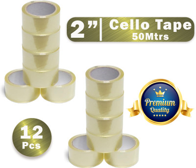 Boxer Cello Tape (Pack of 12) 48mm x 50 Meter Length Guaranteed Self Adhesive Tape (Manual)(Set of 12, Brown)