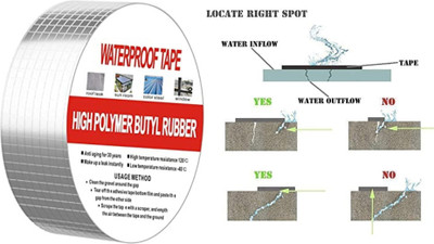 vakratunda Self Adhesive Super Strong Waterproof Roof Leak, Surface Crack AT2 small dispenser Ultimate Solution Stop Water Tank Leaks Instantly with High-Quality Leakage Tape (Manual)(Set of 1, Aluminum Foil Tape)