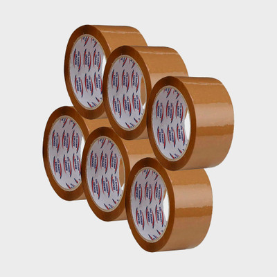 HEPINES HEPINES 2 Inch 100 Meter Pack of 6, Brown Tape, Self Adhesive Packing Tape, Manual Dispenser Packing Cello Tape (Manual)(Set of 6, Brown)