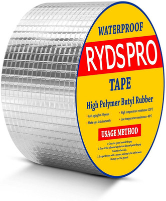 rydspro Super Strong Adhesive Waterproof Tape Permanent Repair Roof Water Leakage Solution for Surface Crack, Tank Leak (Manual)(Set of 1, Silver)