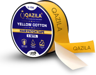Qazila Hair Patch Tape| Double-sided| 5 meter length| 1 inch width Cotton Cloth Based Tape (Manual)(Set of 1, Yellow)