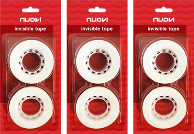 Nuovi Invisible Tape | 33meter Length X 18mm Width | Invisible, Writable & Hand Tearable | Perfect for School, Home, DIY & Office Use (Manual)(Set of 6, White)