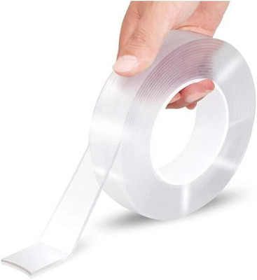 Remeka Double Sided Tape Heavy Duty - Multipurpose Removable Traceless Mounting Adhesive Tape for Washable Reusable Strong Sticky Strips Gel Grip Tape_3 Meter Magic Tape (Manual)(Set of 1, Transparent)