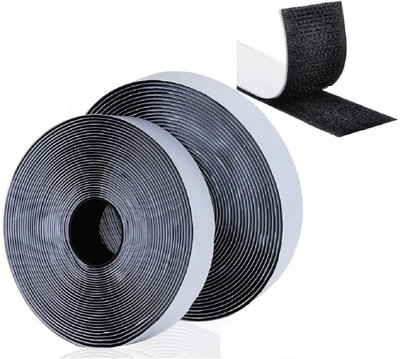 NISHIV Self Adhesive Hook and Loop Tape | Mounting Tape For Household NA Purposes,School,Office,Kids (Manual)(Set of 1, Black)