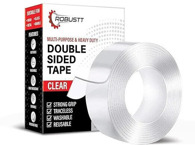 Spotview Double Sided Tape Manual Removable Traceless Mounting Best Suited for Wall Tape (Manual)(Set of 10, Transparent)