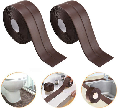 Seenoz Single Sided Handheld PVC Waterproof Sealing Tape Roll for Kitchen Sink, Bathroom Gaps & Wall Edges (Manual)(Set of 2, Brown)