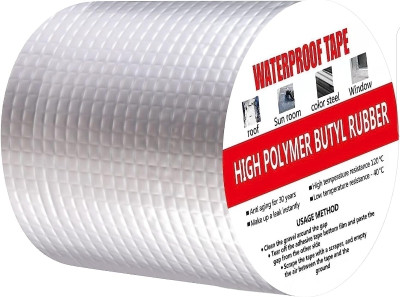 Nivrutti Aluminium tape 2 inch x 5 mtr Water proof Adhesive Heavy Duty Aluminium Foil Tape with Liquid Sealer Butyl Strong Tape for PipeRoof & Tank Leakage Waterproof Seal Repair Tape (Manual)(Set of 1, Silver)