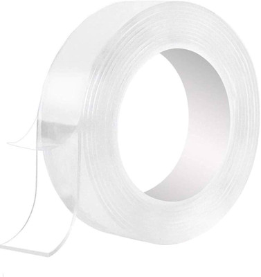 BEFLIX Heavy Duty Transparent Removable Mounting Double Tape Washable Reusable Handheld Grip Double Sided Tape Heavy Duty Multipurpose Removable Traceless (Manual)(Set of 1, Transparent)