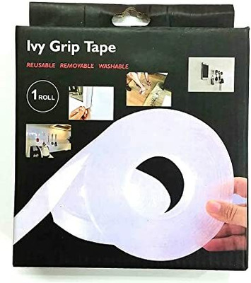 toyuniverse Ivy Grip Double Sided Tape Heavy Duty - Multipurpose Removable Traceless Adhesive Tape for Walls Home kitchen carpet car decoration - (2mm - 3m - Roll 1) Transparent Strong Washable Reusable Anti Slip Nano Tape (Manual)(Set of 1, Transparent)