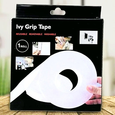 crockdile Nano Double Sided Tape, Multipurpose Super Sticky Gel Grip Mounting Tape, Washable, Reusable, No Residue, for Home & Office, 2mm Thick, 1.2 Inch Wide, double side tape (Manual)(Set of 1, Transparent)