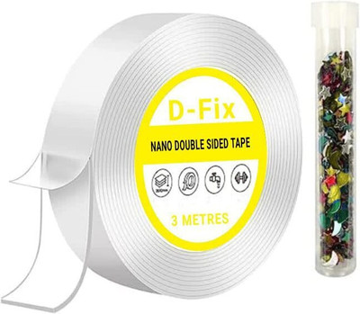 Mid Light Heavy Duty Transparent Removable Mounting Double Tape Washable Reusable Handheld Double Sided Tape, 3M Nano Magic Tape, Multipurpose Double Sided Tape (Manual)(Set of 1, Transparent)