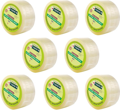 YAJNAS 2 Inch x 50 Meters, Pack Of 8, BOPP Packaging Clear Transparent Tape Manual Dispenser BOPP Packaging Clear Tape (Transparent) (Manual)(Set of 8, Transparent)