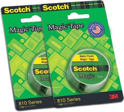 Scotch Super series 3M Magic Tape - The Original Matte-Finish Invisible Tape, Pack of 2 (2 Rolls, Width 1.9cm Length 25.4m) Tape Refill (Manual)(Set of 2, Transparent)