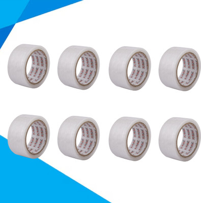 Ki Munik 2 Inch / 45 Mtr Packaging Self Adhesive Bopp Tape For E-Commerce Box Packing, Home, Office, Parcel & Carton Sealing Premium Quality White Transparent Self Adhesive Bopp Tape (Manual)(Set of 8, White)