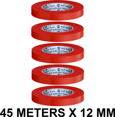 VCR RED Strong Acrylic Transparent Adhesive - Double Sided Heat Resistant - (Polyester Tape) - 45 Meters in Length - 12mm Width - 5 Roll Per Pack RED Strong Acrylic Transparent Adhesive - Double Sided Heat Resistant (Polyester Tape) - 45 Meters in Length - 12mm Width - 5 Roll Per Pack Acrylic Tape P