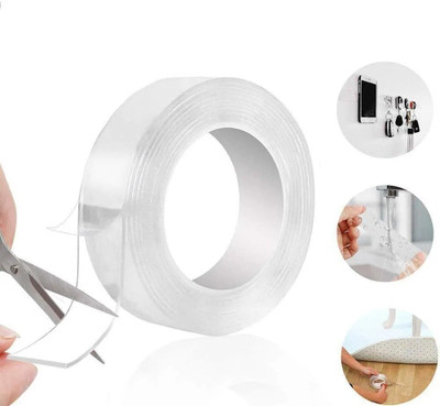 VOIISH Nano Double Sided Tape Strong Sticky Traceless 3 Meter Nano Gel Tape (Manual)(Set of 1, Transparent)