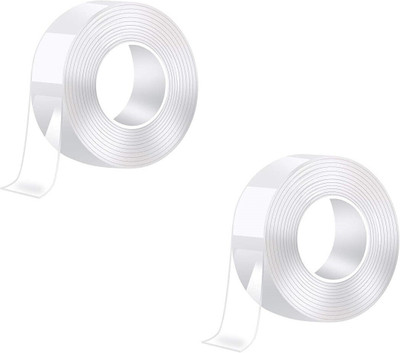 Metrite INDIA Original Heavy Duty Waterproof Reusable Manual Double Sided Tape For Mounting Carpet, Poster, Mirror, Photo Frames, Sockets, Picture Hanging etc Gel Tape (Manual)(Set of 2, Transparent)
